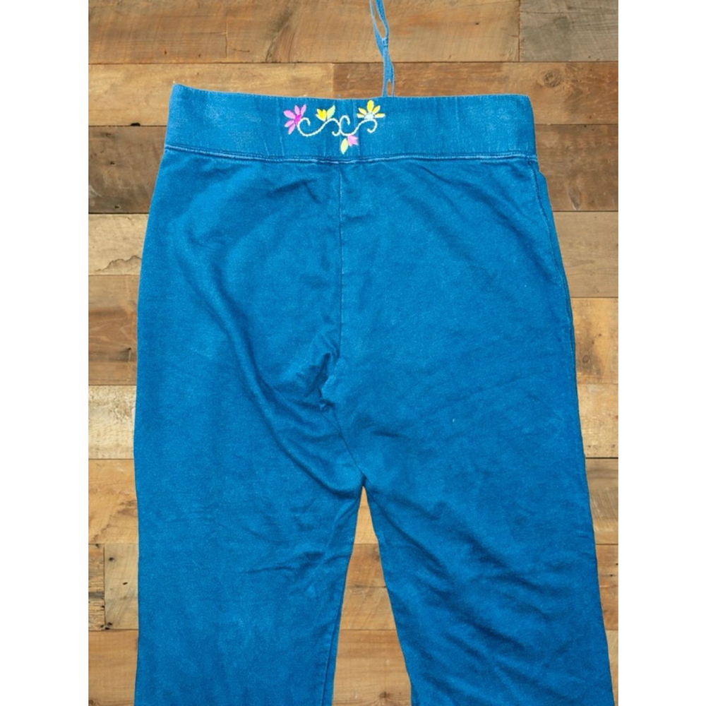 Sleep Sense Women’s Small Blue Embroidered Floral Patches Pajama/Lounge Pants - Picture 3 of 10